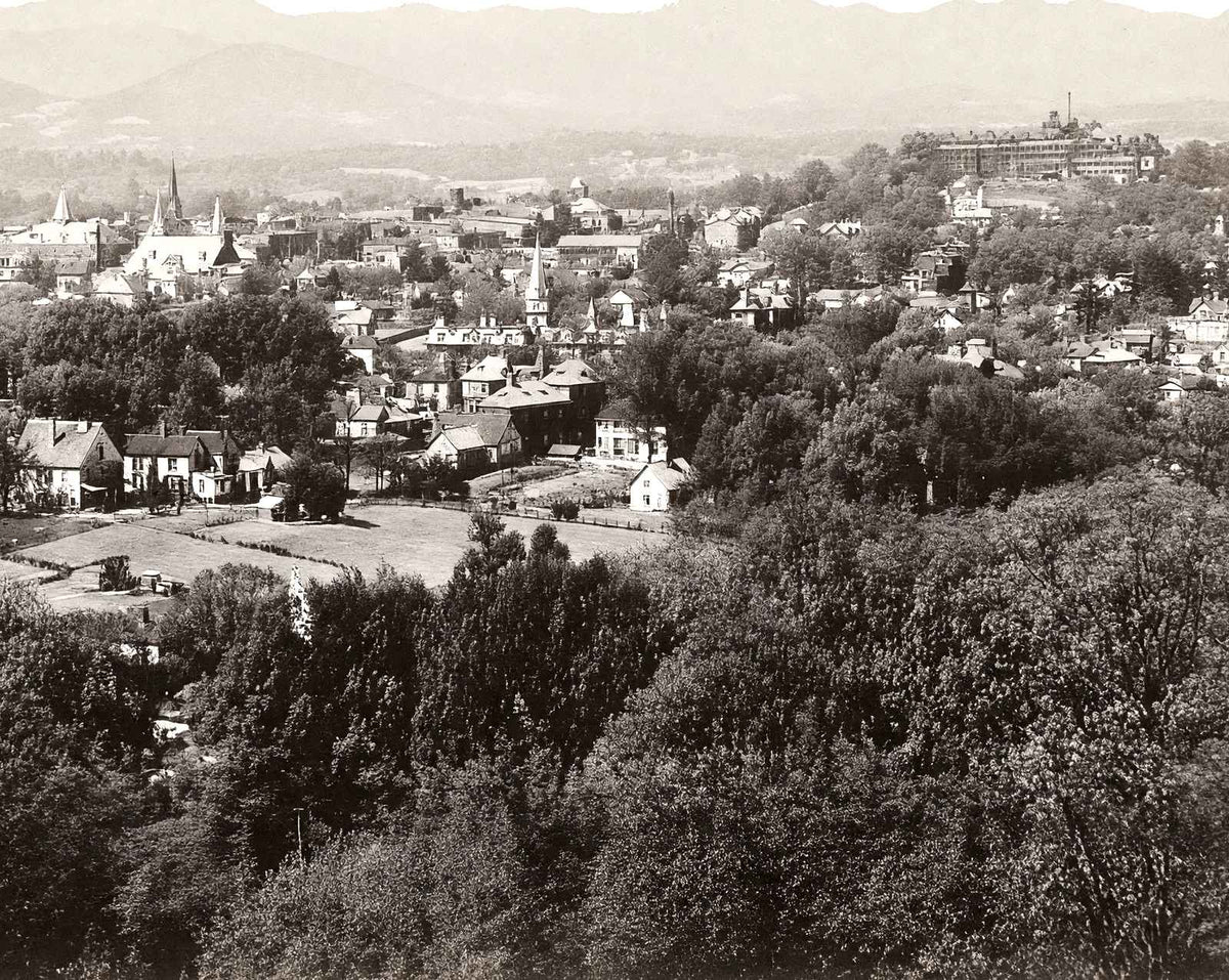 Bird's Eye View, Asheville NC in 1907 restored photo print