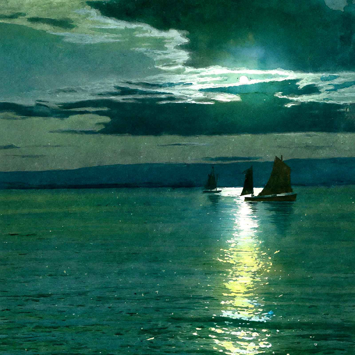 Moonlight on Superior Bay, Superior, WI 1906 art print