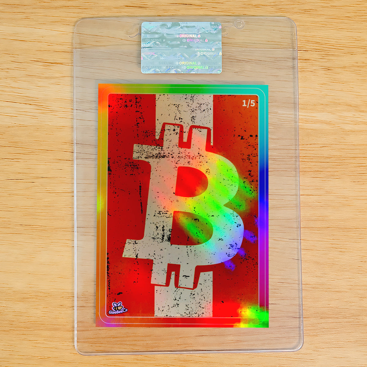 Bitcoin Card Grunge Stripe Rainbow Border 2026 GleeBeeCo Holo Rainbow Edge /5