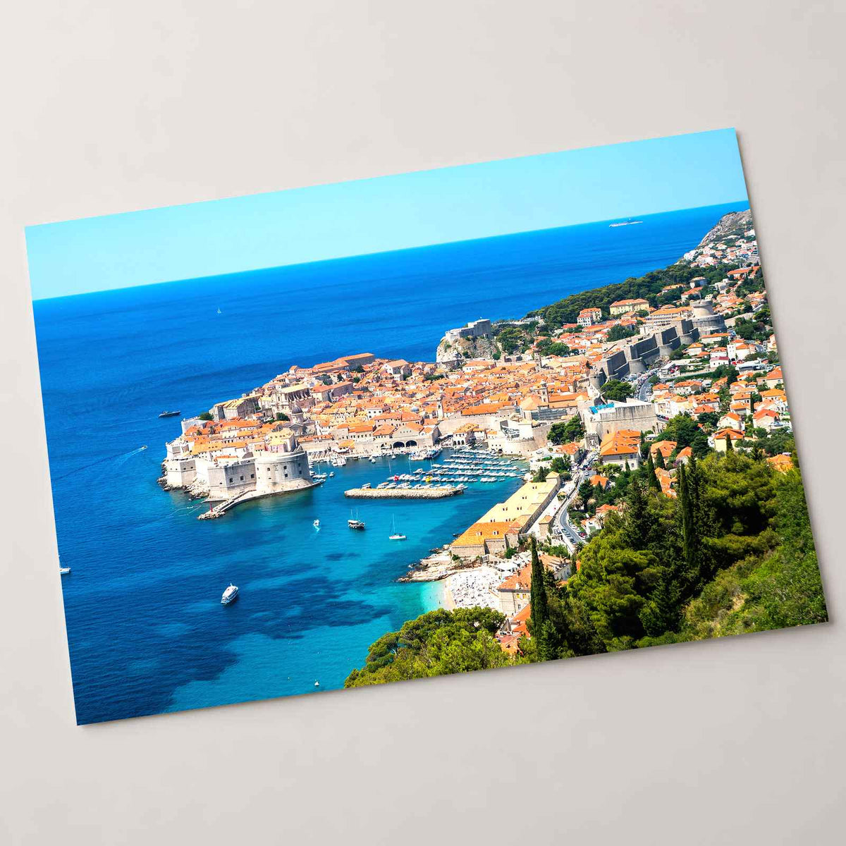Walled City of Dubrovnik by Adriatic Sea Photo Print Wall Decor