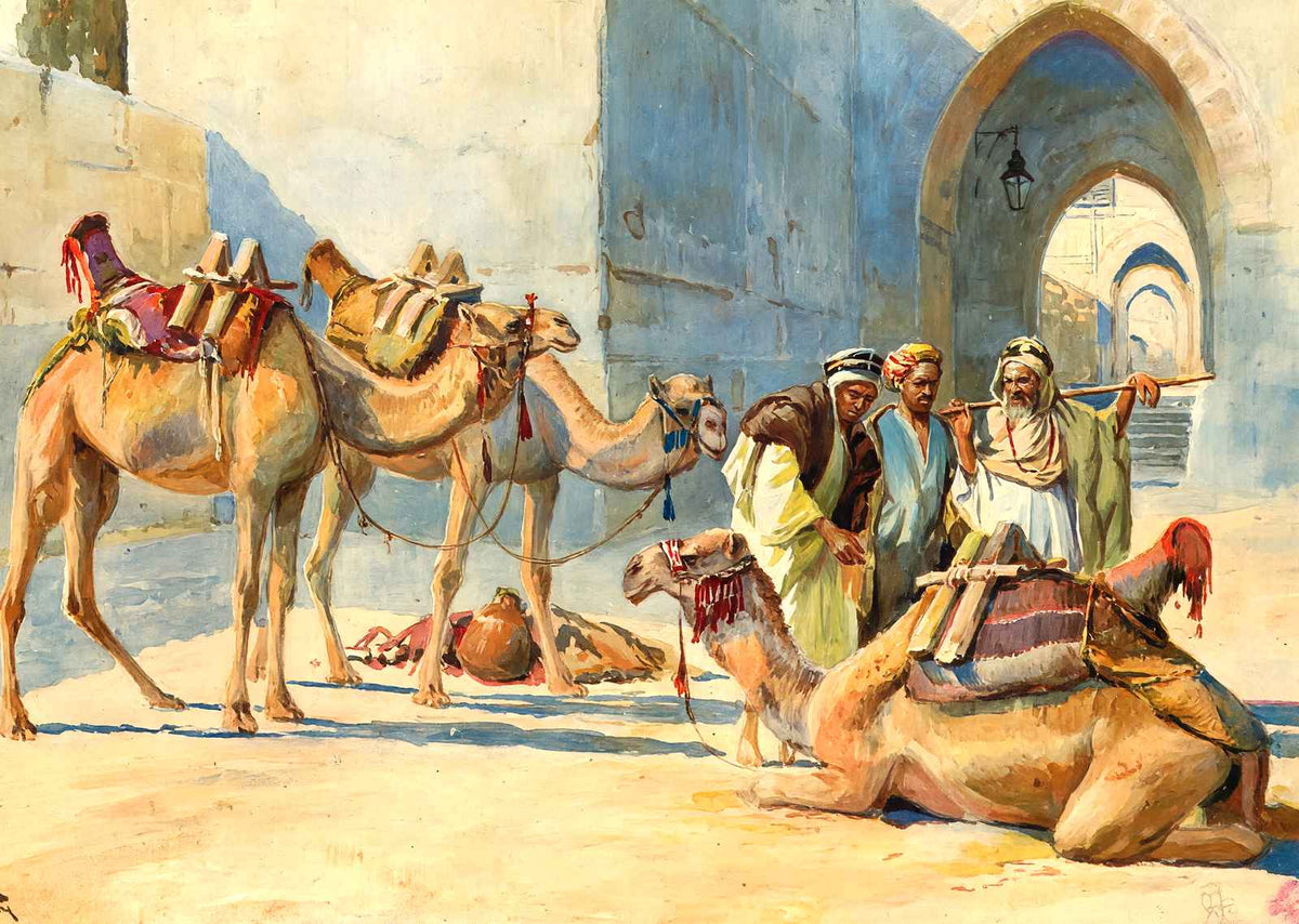Caravan Resting at the Gate, Jerusalem art print