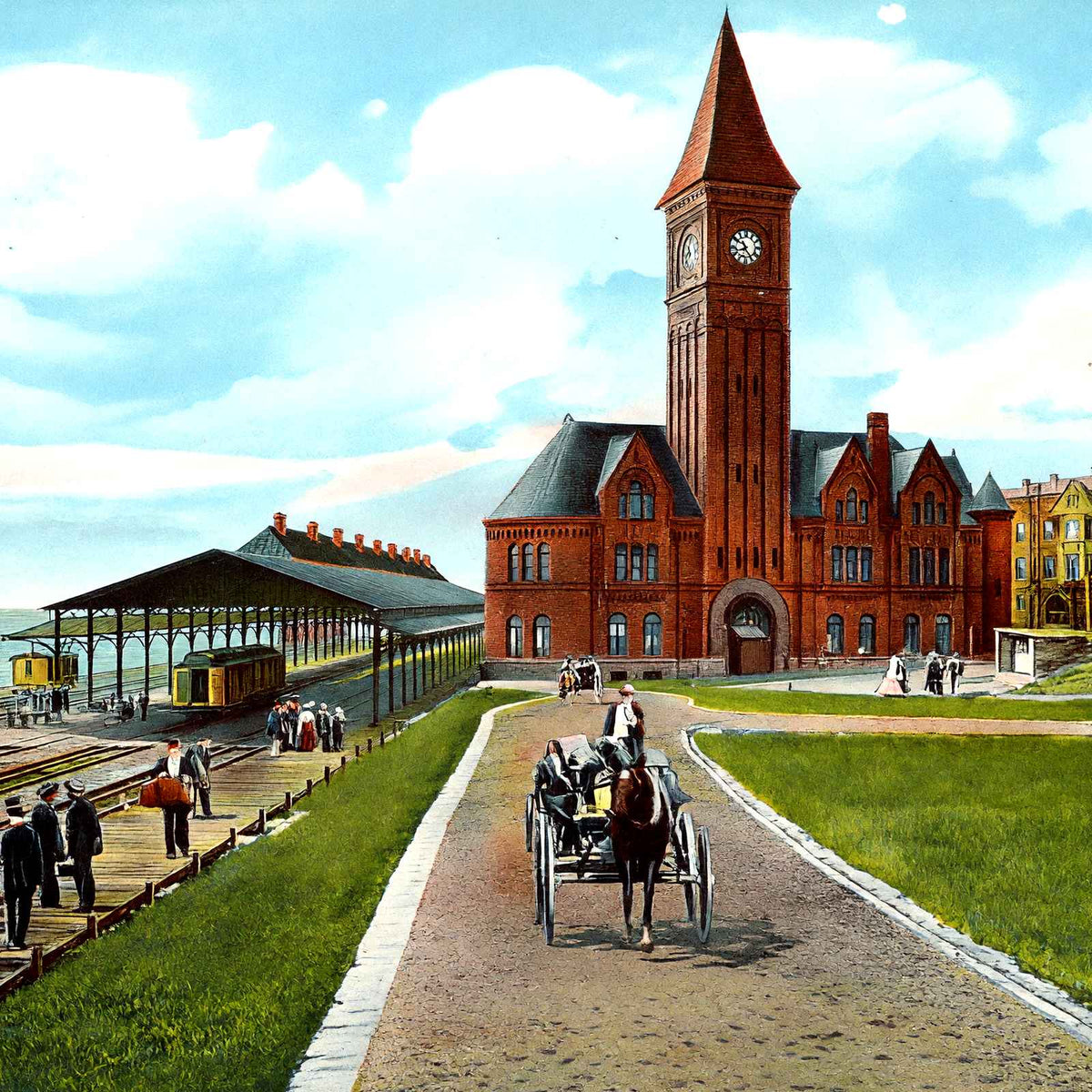 North Western Depot, Milwaukee, WI in 1905 vintage print