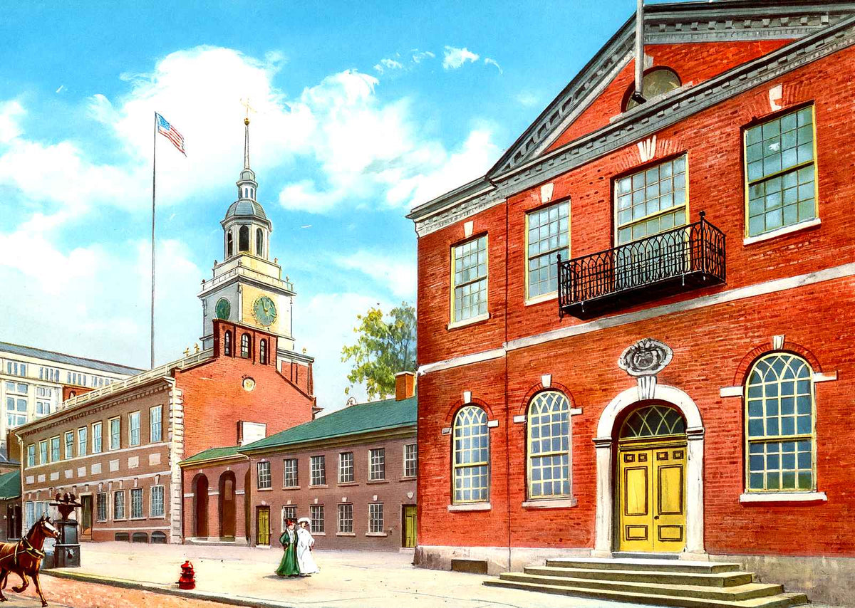 Independence Hall, Philadelphia PA in 1906 vintage print