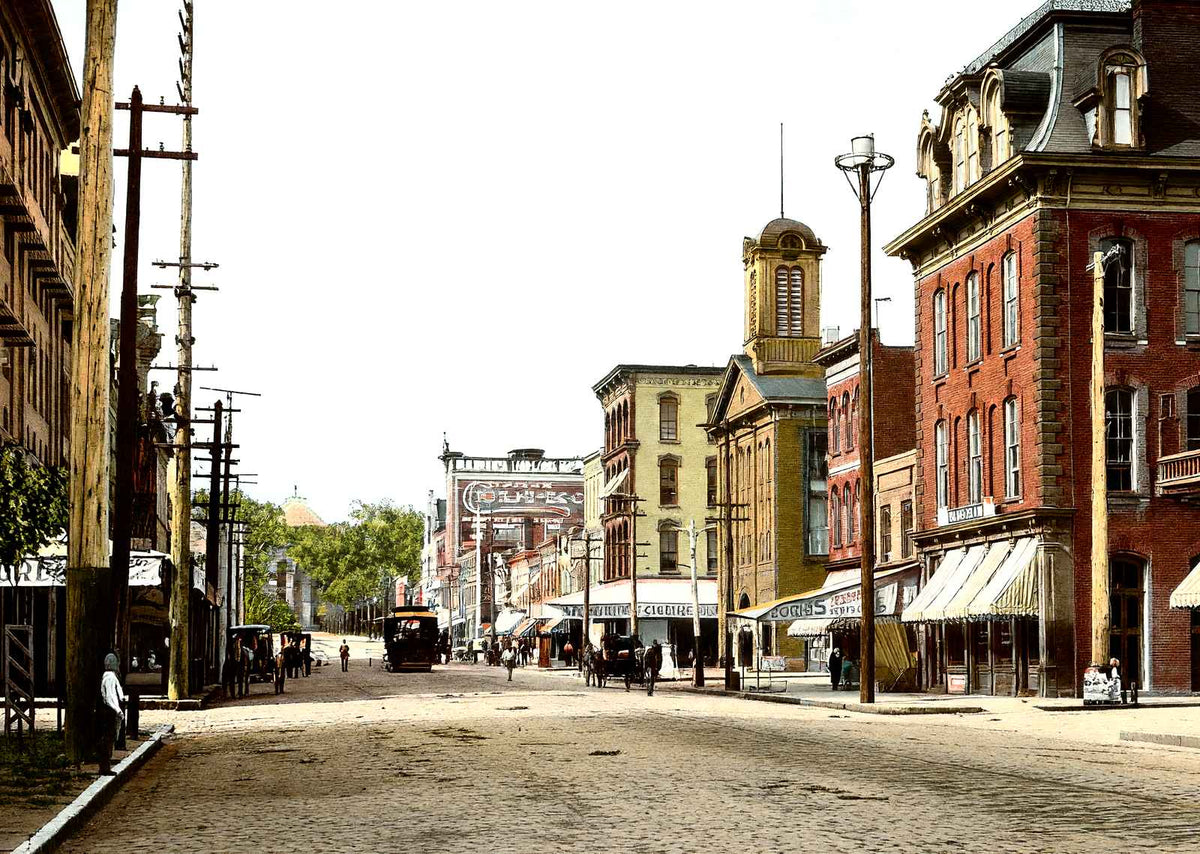 Fayetteville St Toward Capitol, Raleigh, NC vintage print