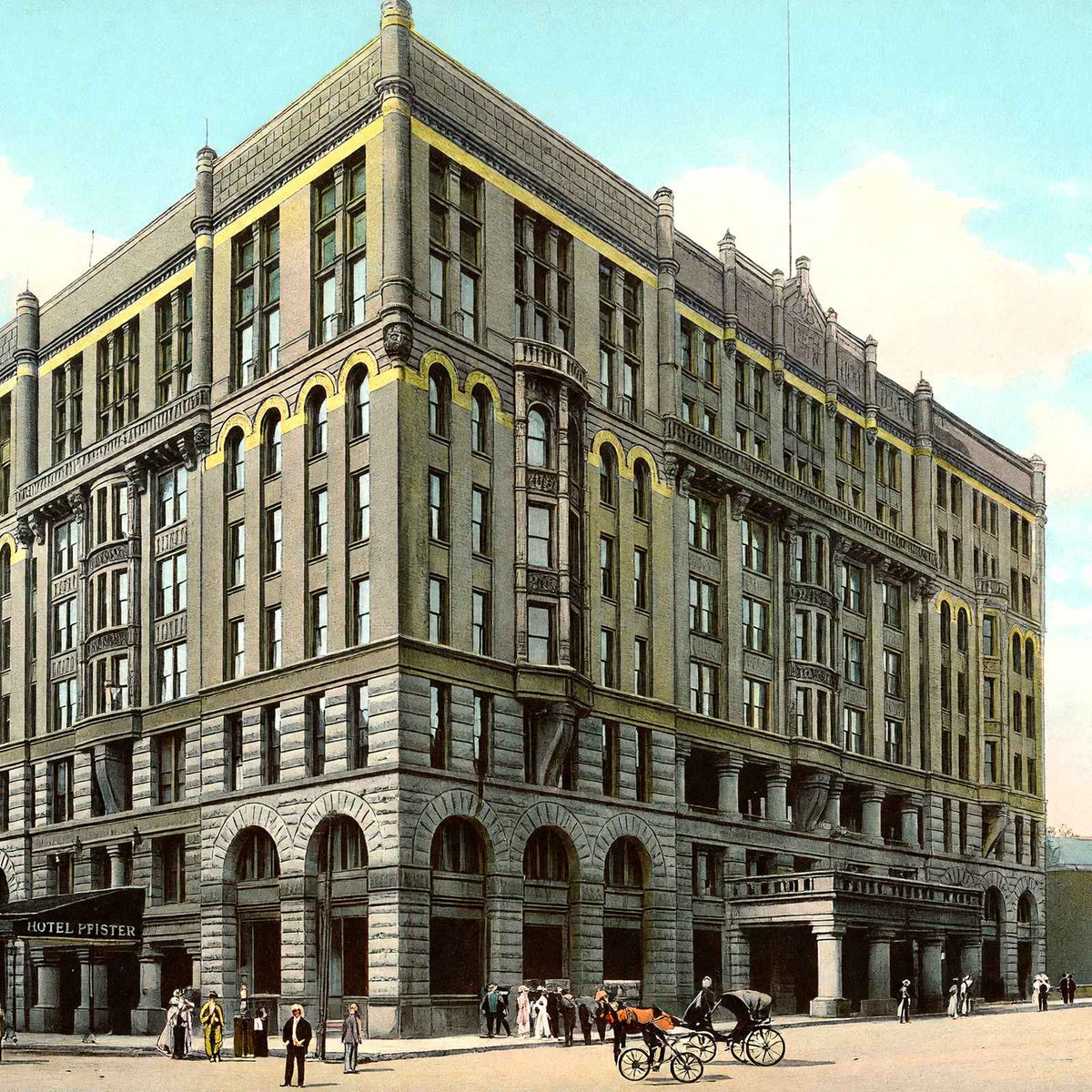 Hotel Pfister, Milwaukee, WI in 1905 vintage print