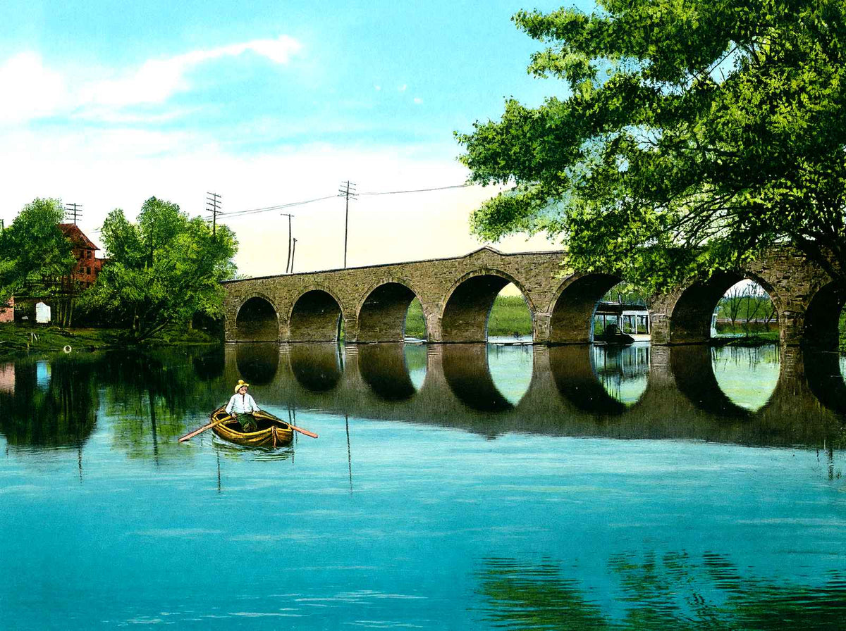 Witmer Bridge, Lancaster, PA in 1907 vintage print