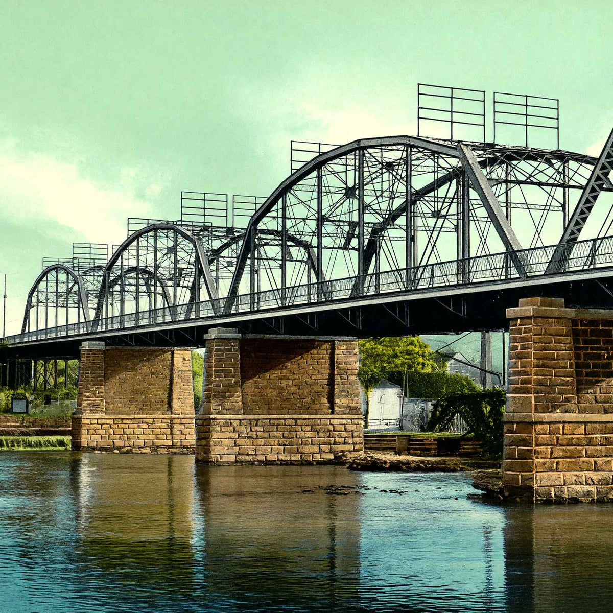 New Lehigh Bridge, Allentown PA in 1907 vintage print