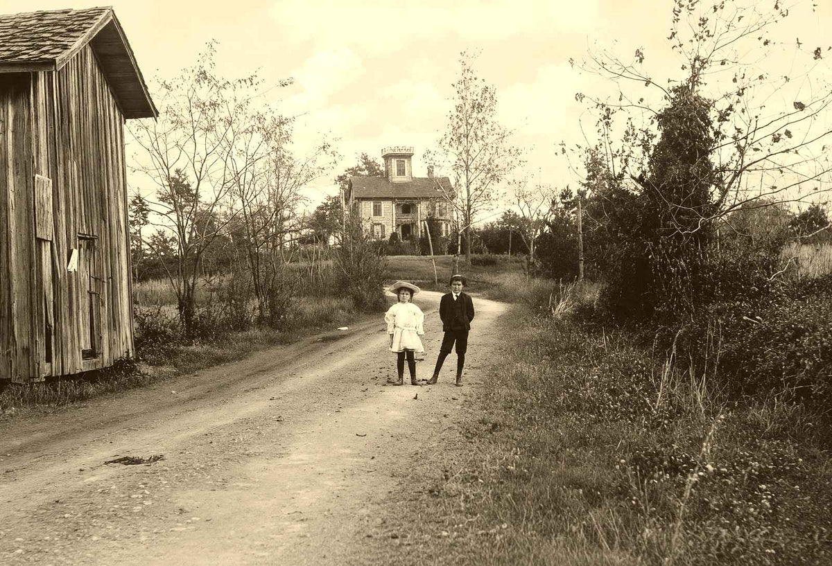 Macadamized Road and Home Near Salisbury, NC vintage print