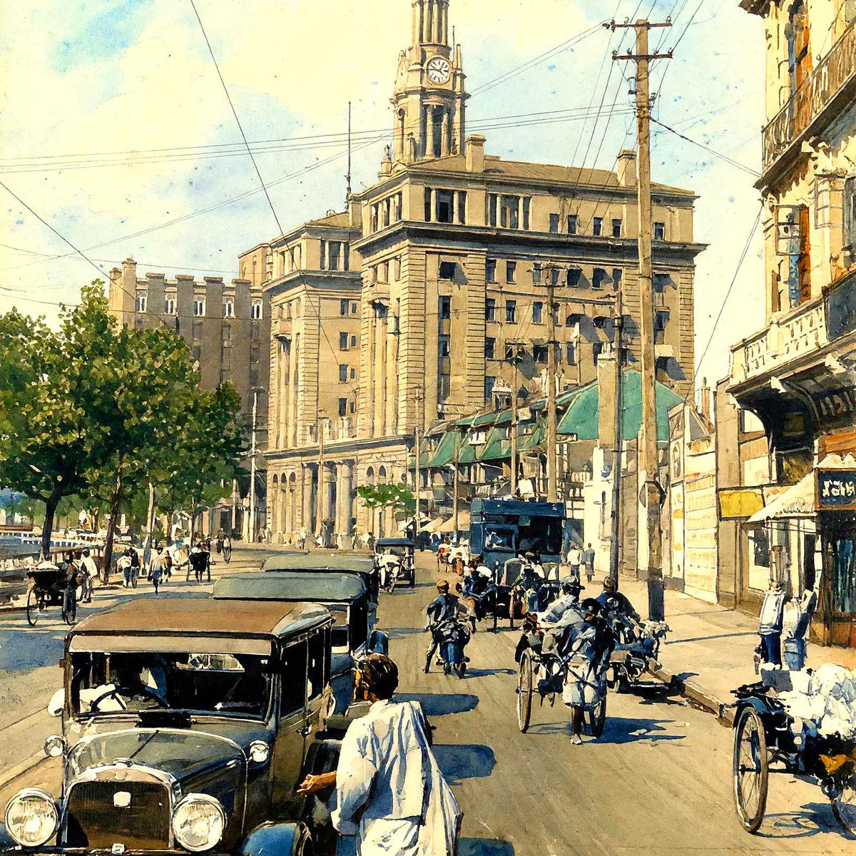 Bubbling Well Road & C.U.A., Shanghai art print