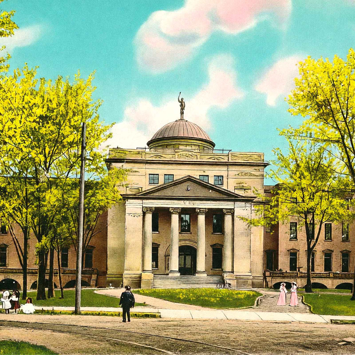 Presbyterian College, Charlotte, NC in 1906 vintage print