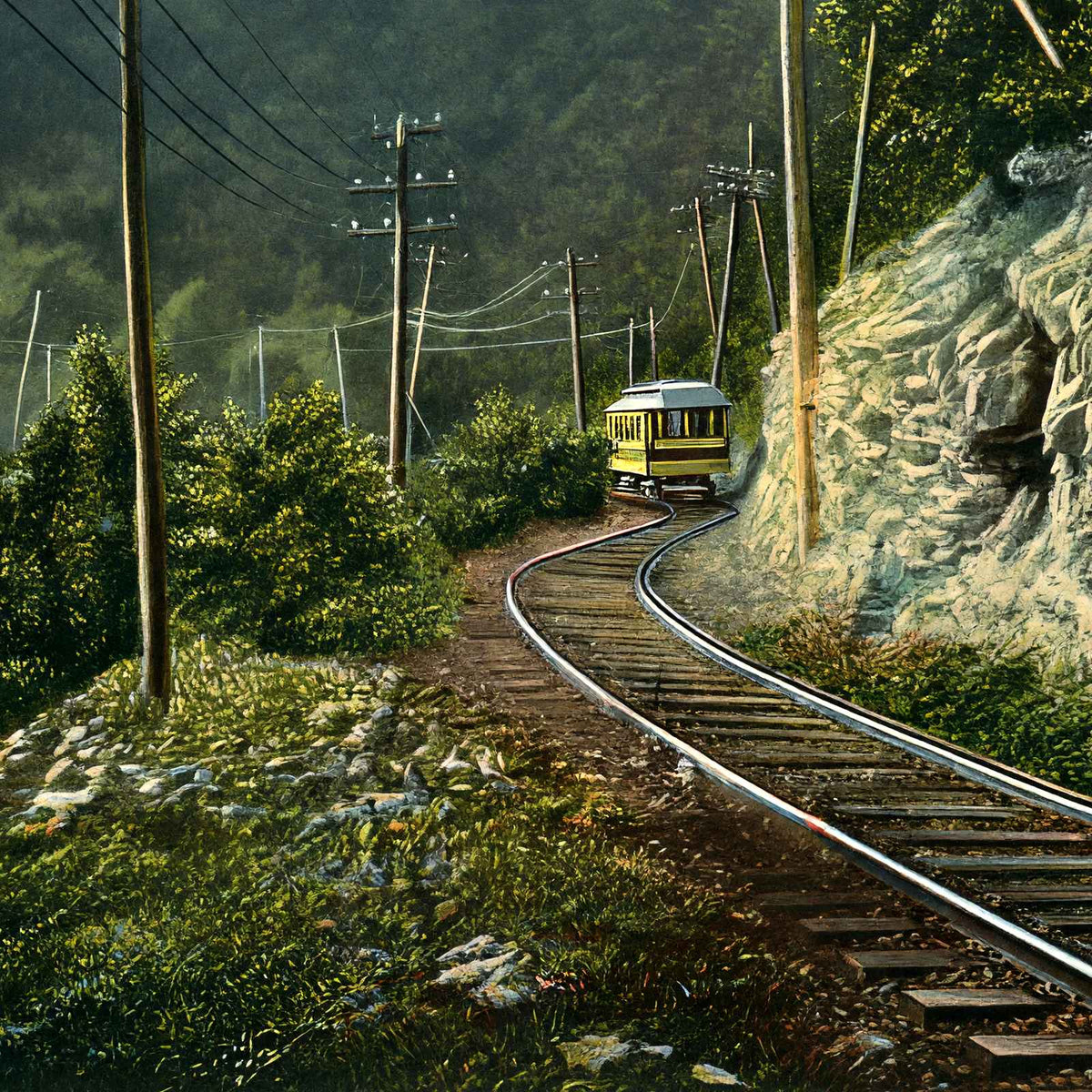 Car on Neversink Mountain, Reading PA 1907 vintage print