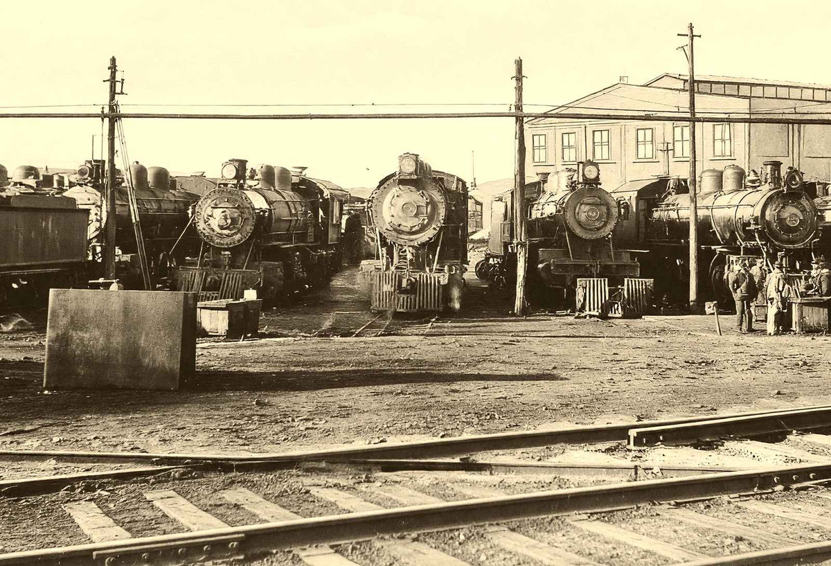 Locomotives in Spencer, NC in 1907 photo print