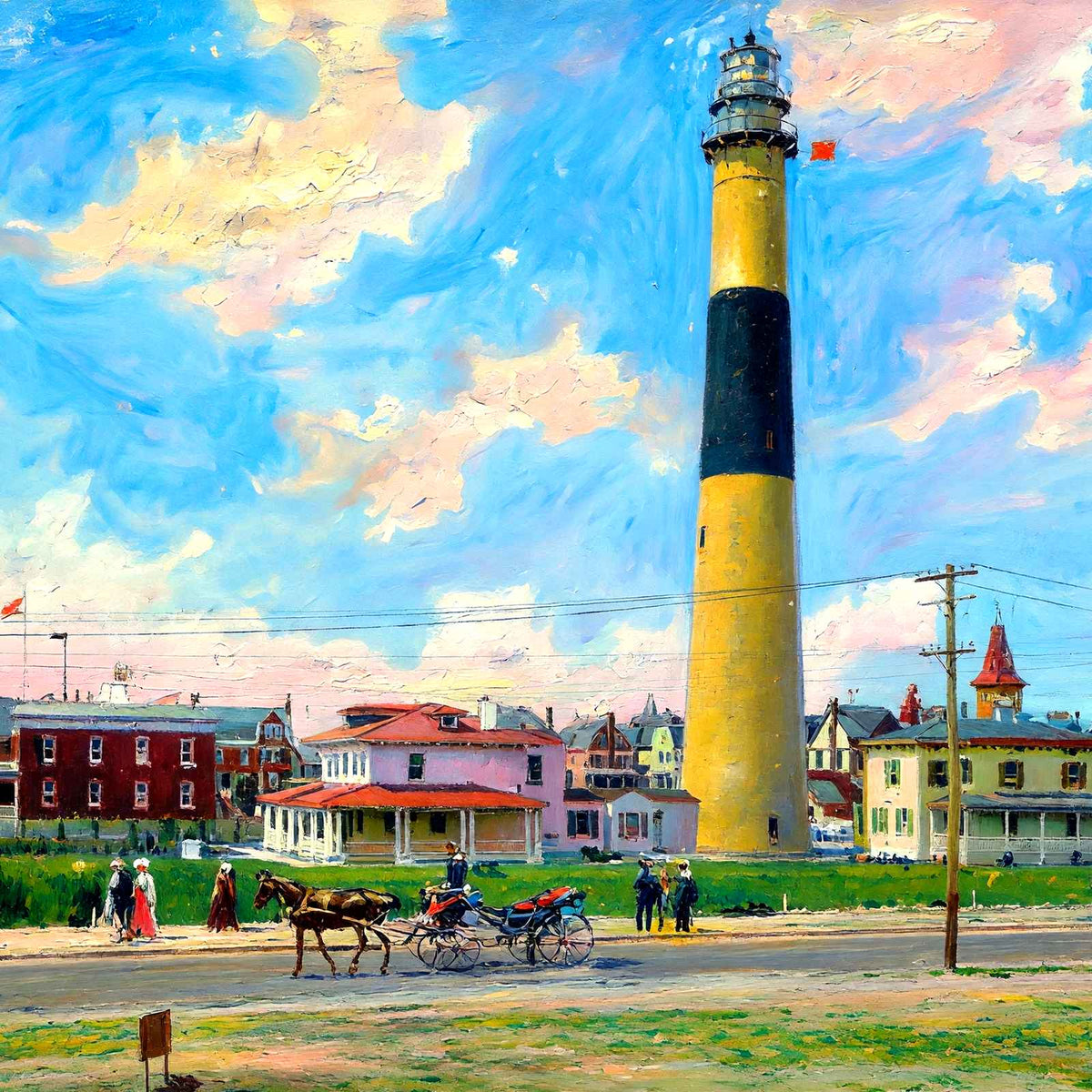 The Lighthouse, Atlantic City, NJ in 1901 art print