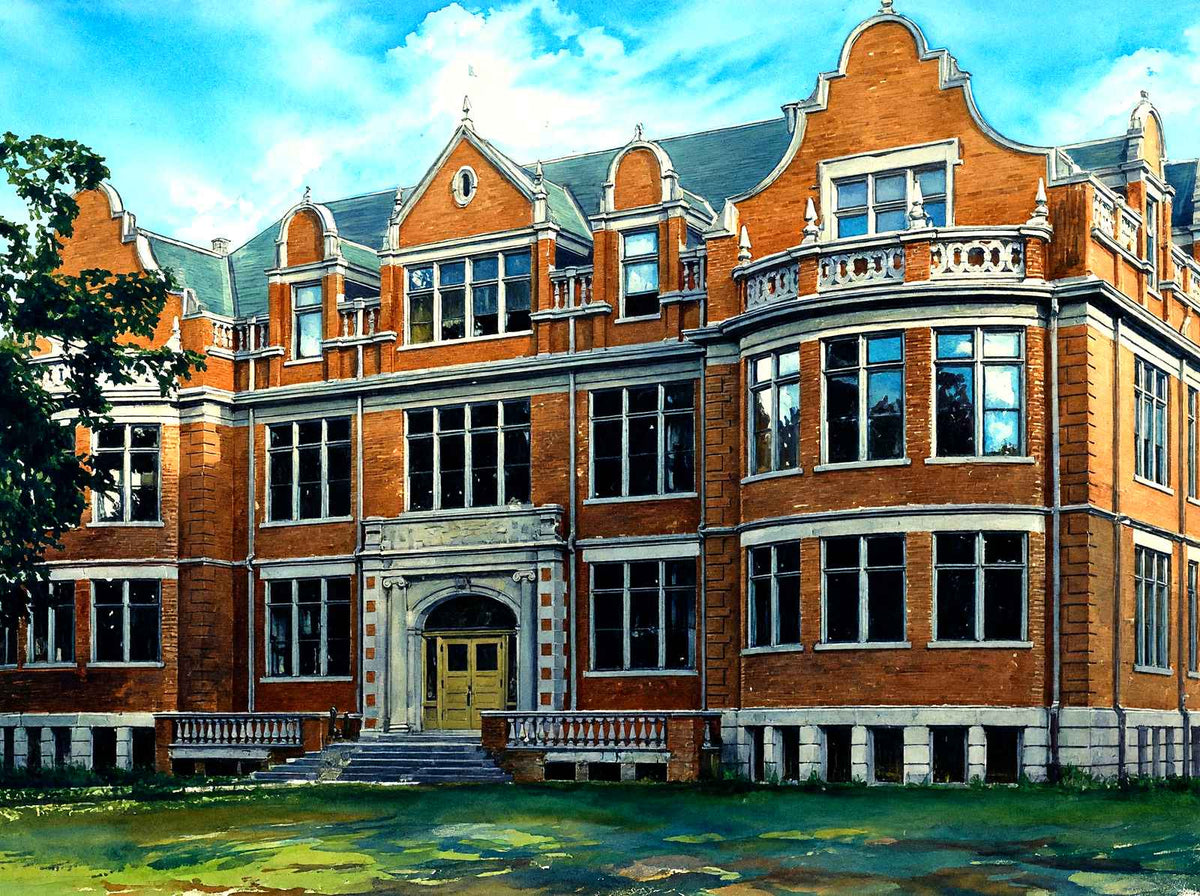 Stephenson Science Hall, Appleton, WI in 1905 painting