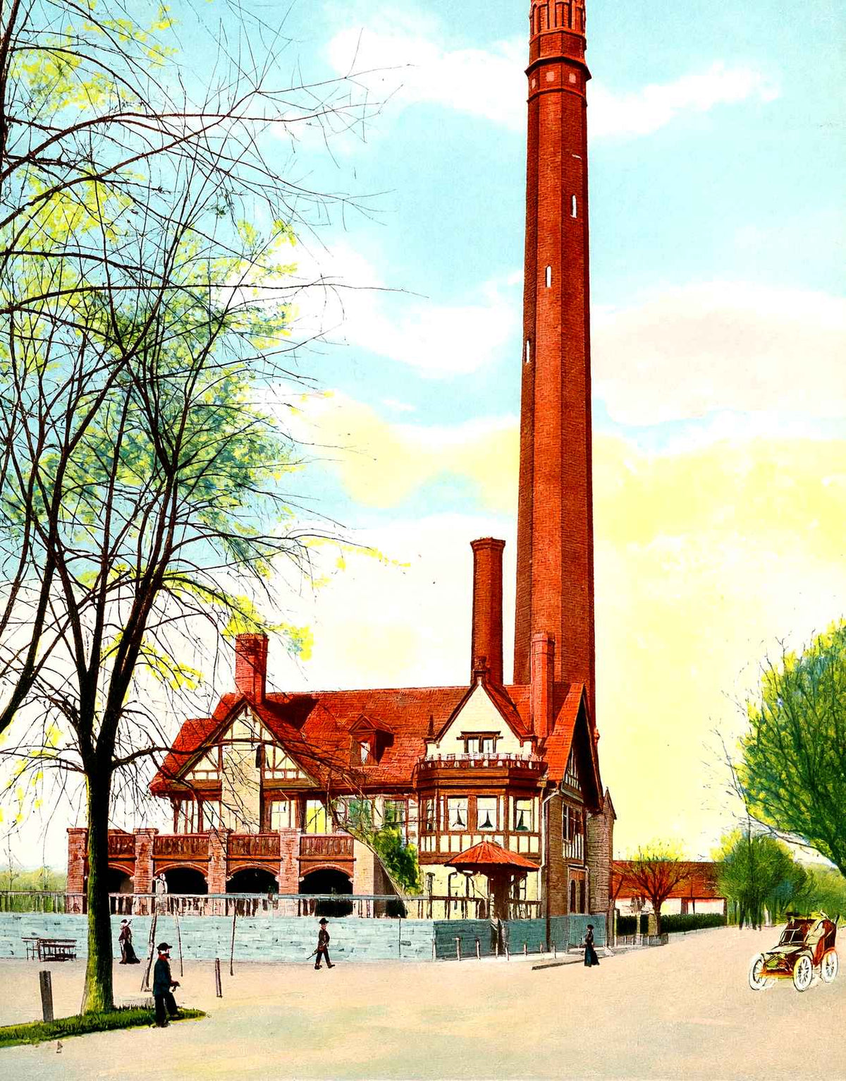 Water Works, Harrisburg, PA in 1907 vintage print