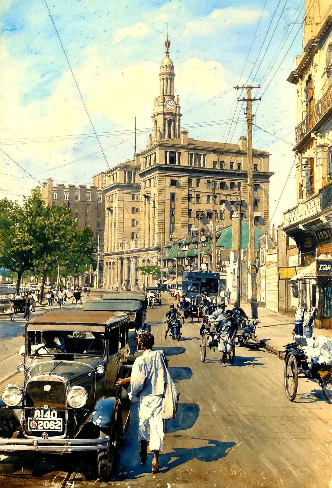 Bubbling Well Road & C.U.A., Shanghai art print