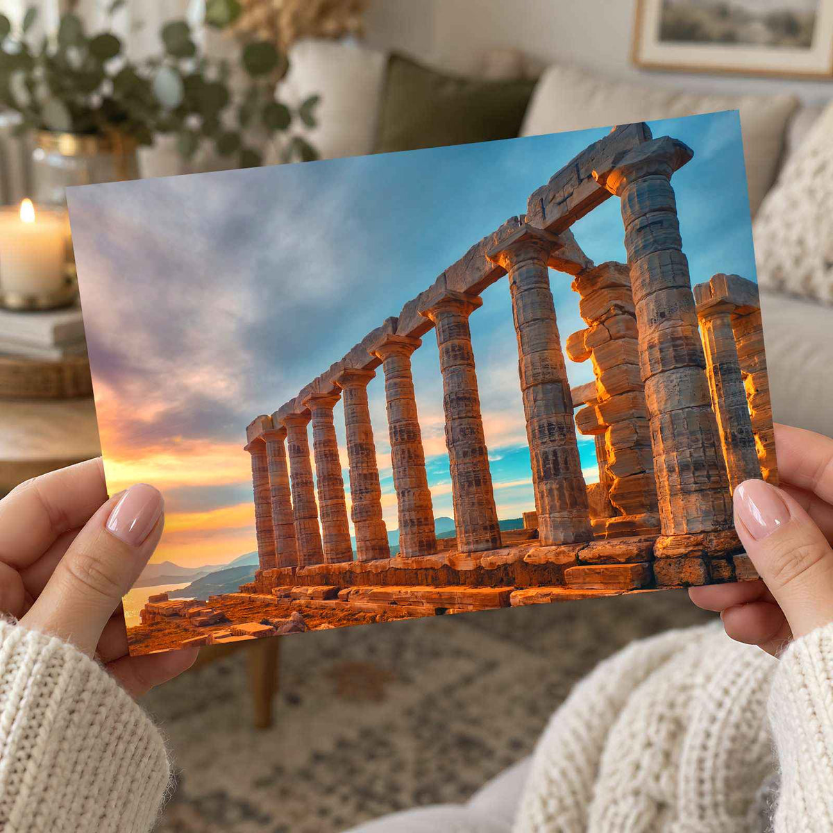 Ruins at Mediterranean Sea Photo Print Wall Decor