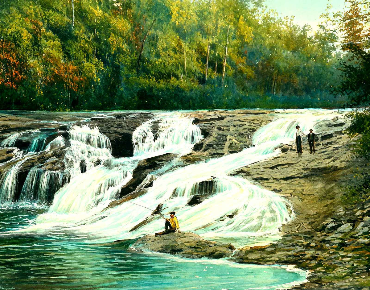 Green River Falls, Hendersonville, NC in 1907 art print
