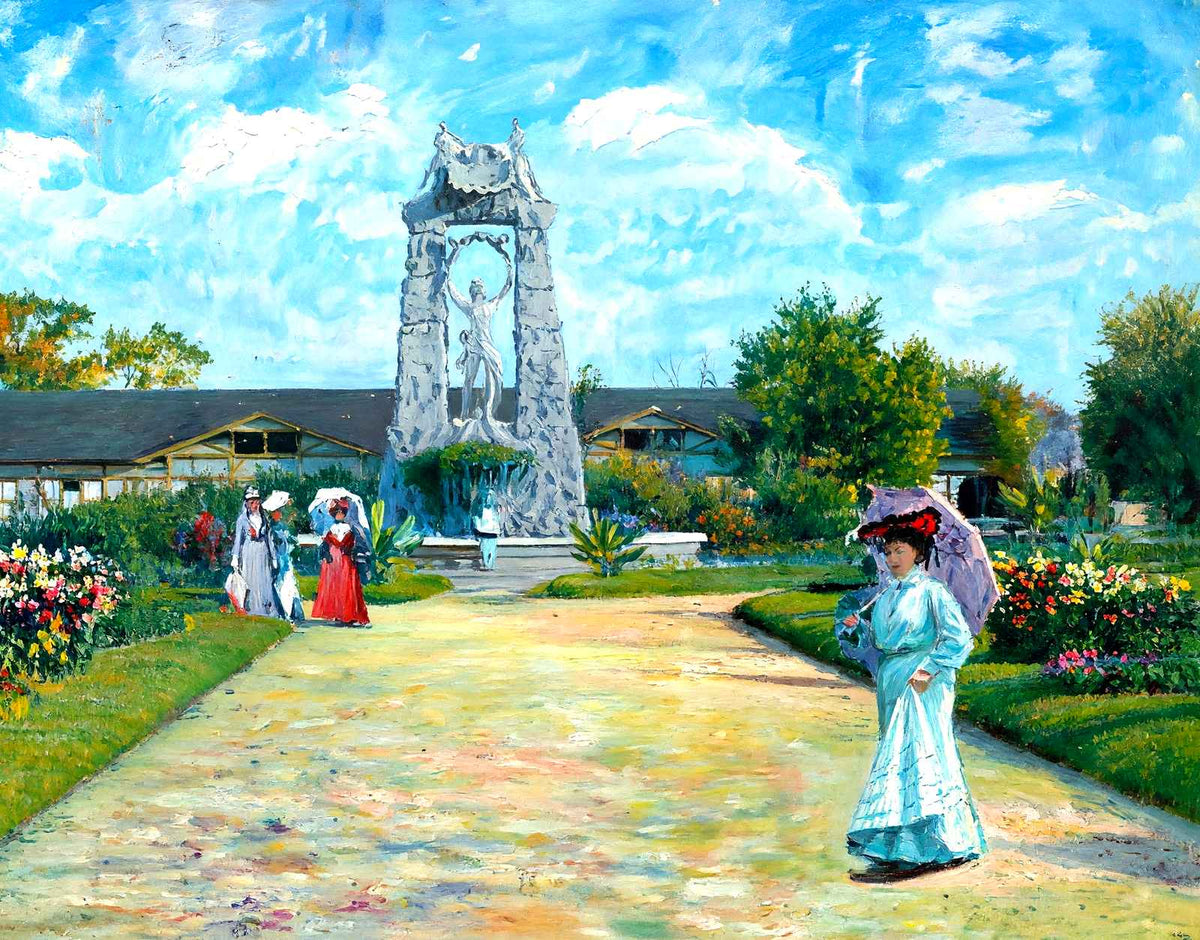 Fountain Circle, Centennial Park, Nashville painting