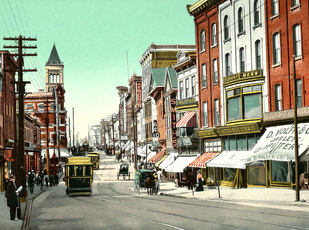 Broad Street Looking North, Trenton, NJ vintage print