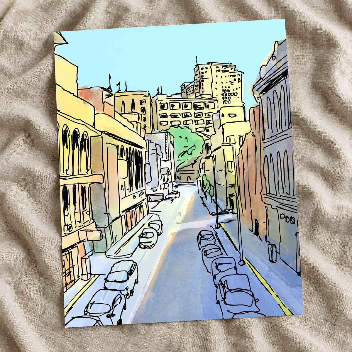 Paris Street Scene Illustration by Runend Art Art Print Wall Decor
