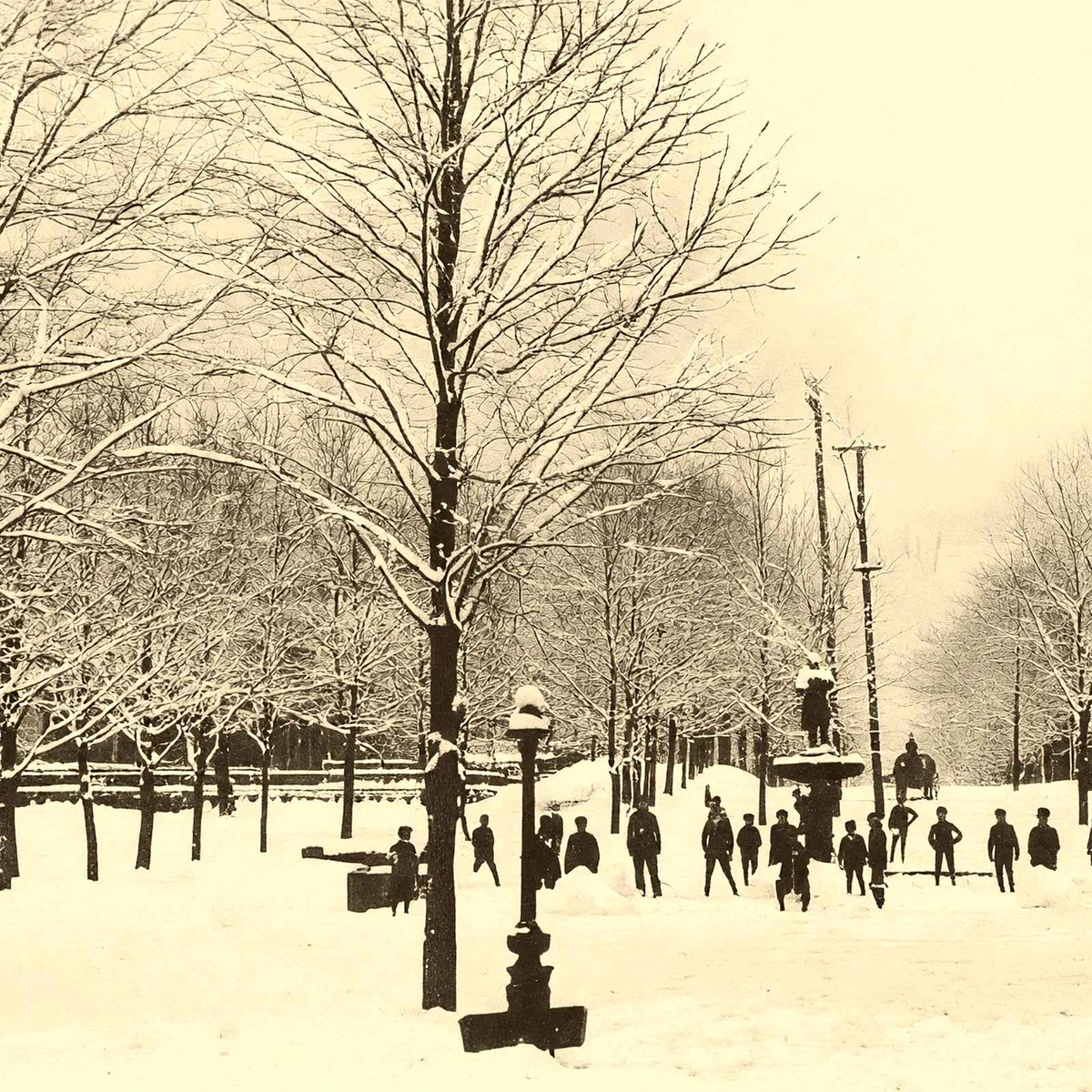 South Park in Winter, Philipsburg, PA in 1905 vintage print