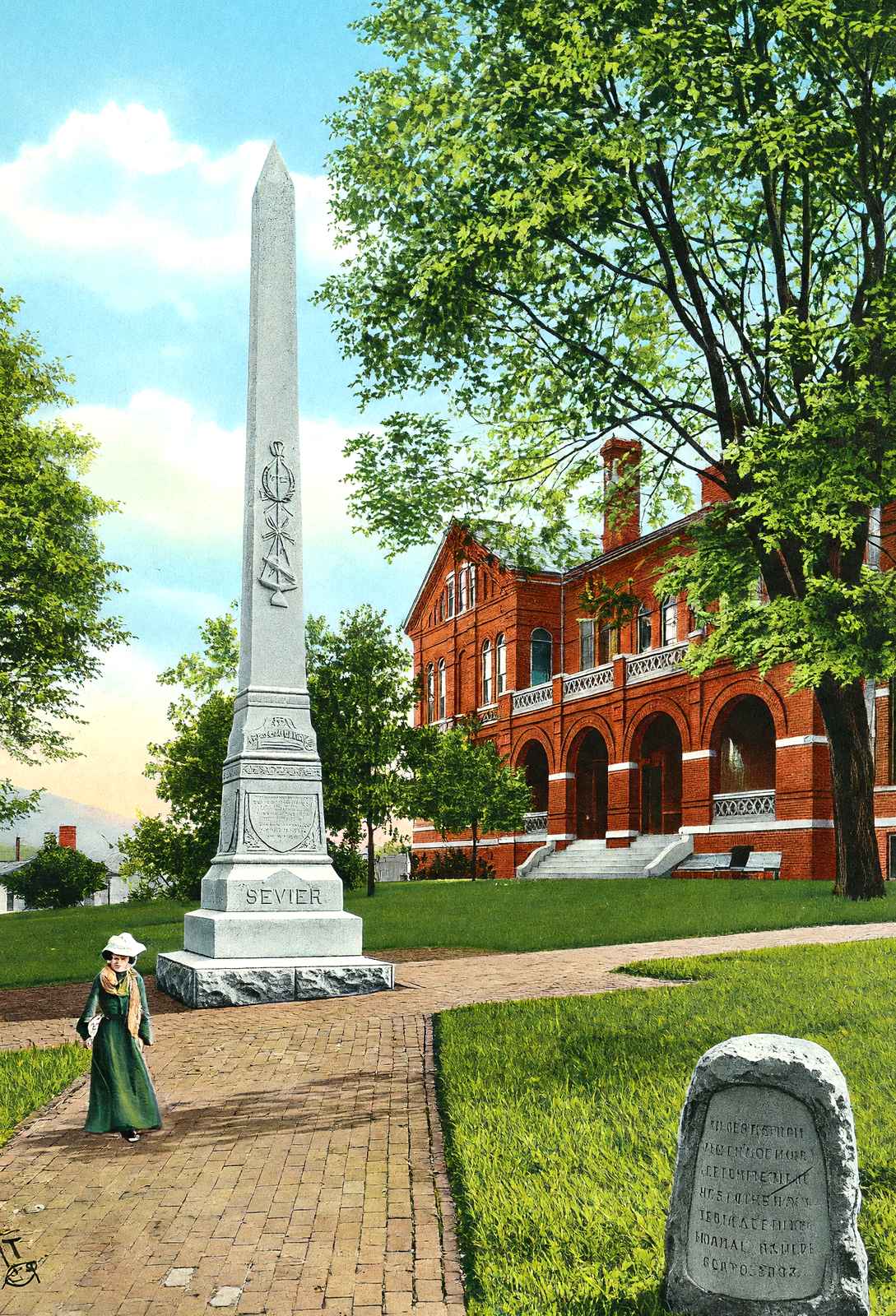 John Sevier Monument, Knoxville, TN in 1908 vintage print