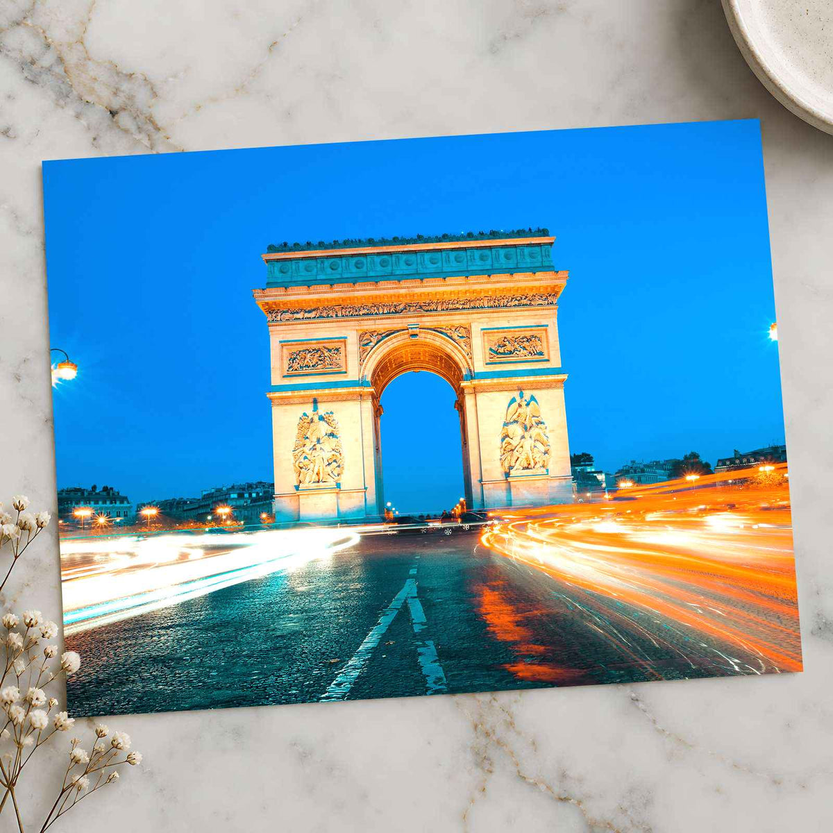 Famous Arc De Triomphe by Night, Paris France Photo Print Wall Decor
