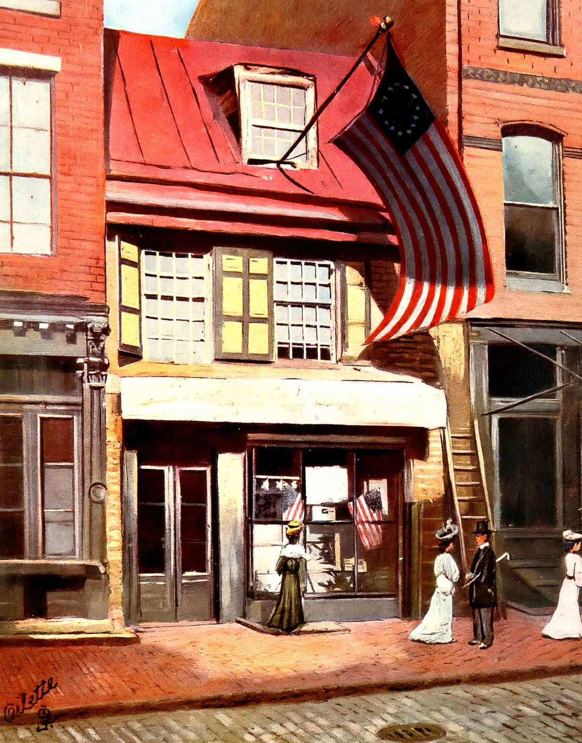 Betsy Ross House, Philadelphia PA in 1906 vintage print