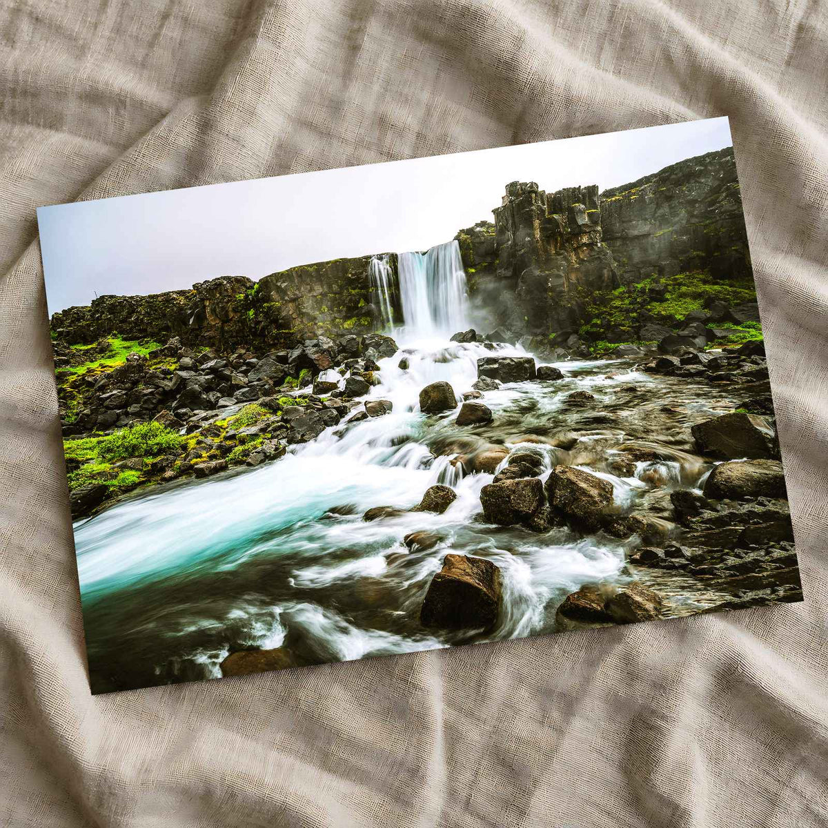 Oxararfoss Waterfall in Iceland Photo Print Wall Decor