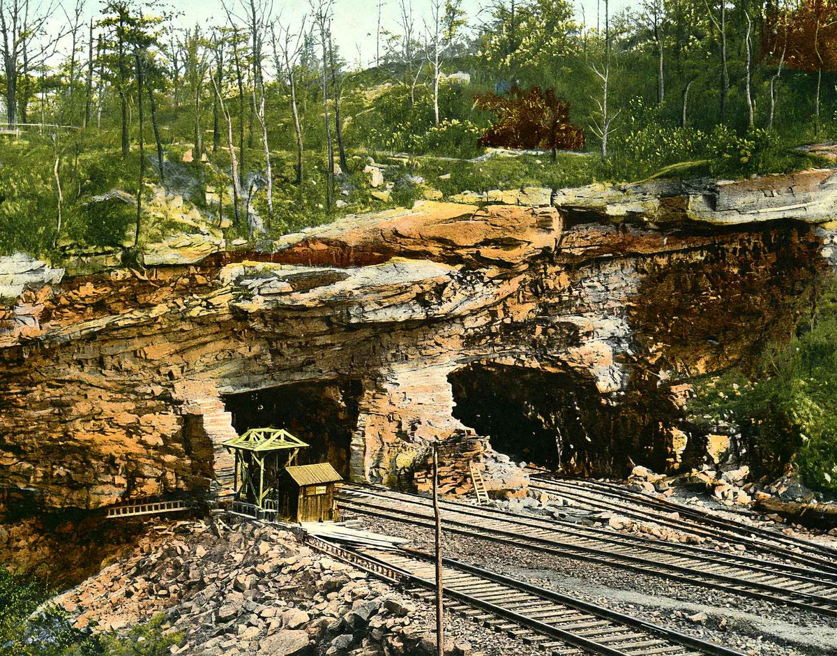 RR Tunnel in Nay Aug Park, Scranton PA 1907 vintage print