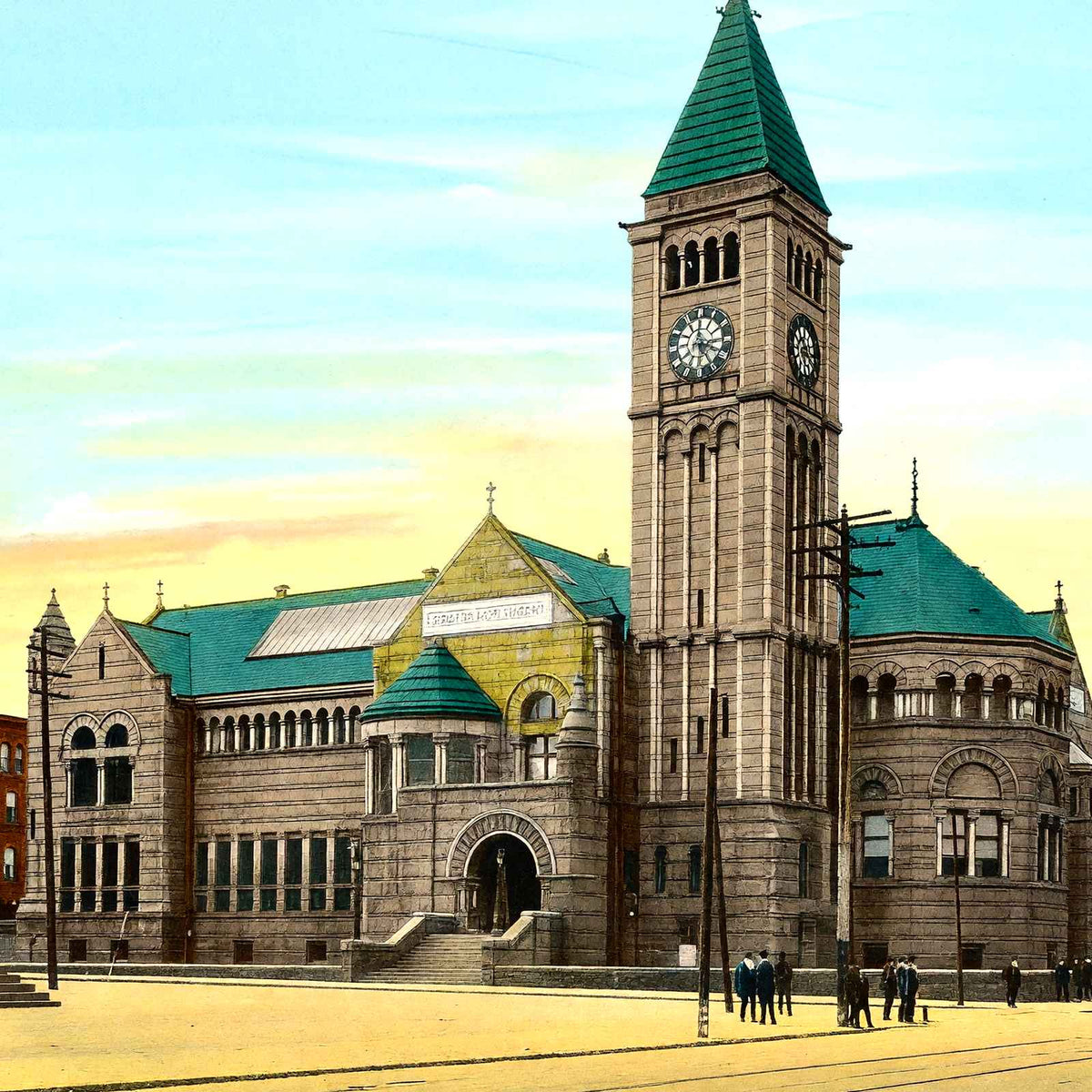 Carnegie Library, Allegheny PA in 1906 vintage print
