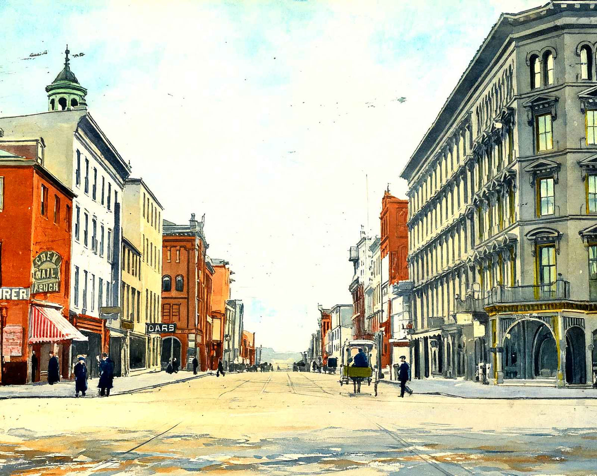 Harrisburg PA Market Street in 1907 art print
