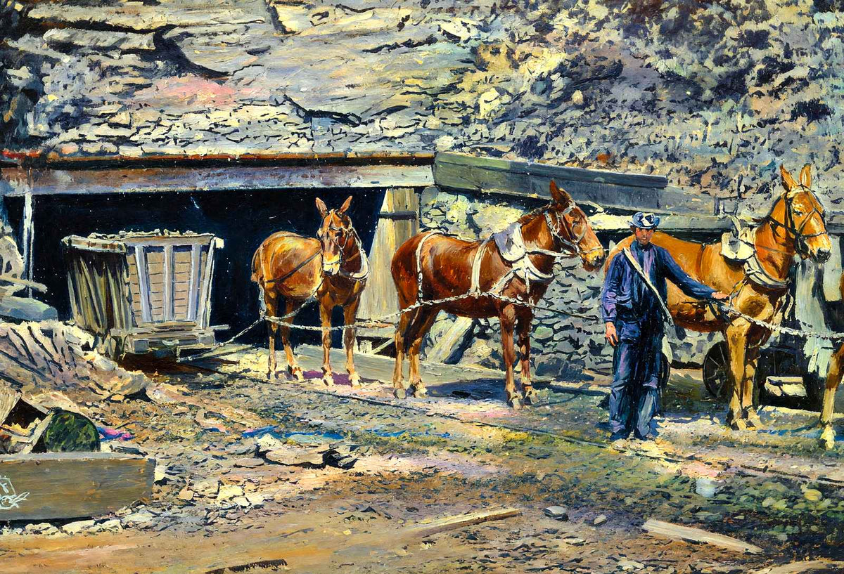 Coal Mining Train Leaving the Mine in 1907 art print