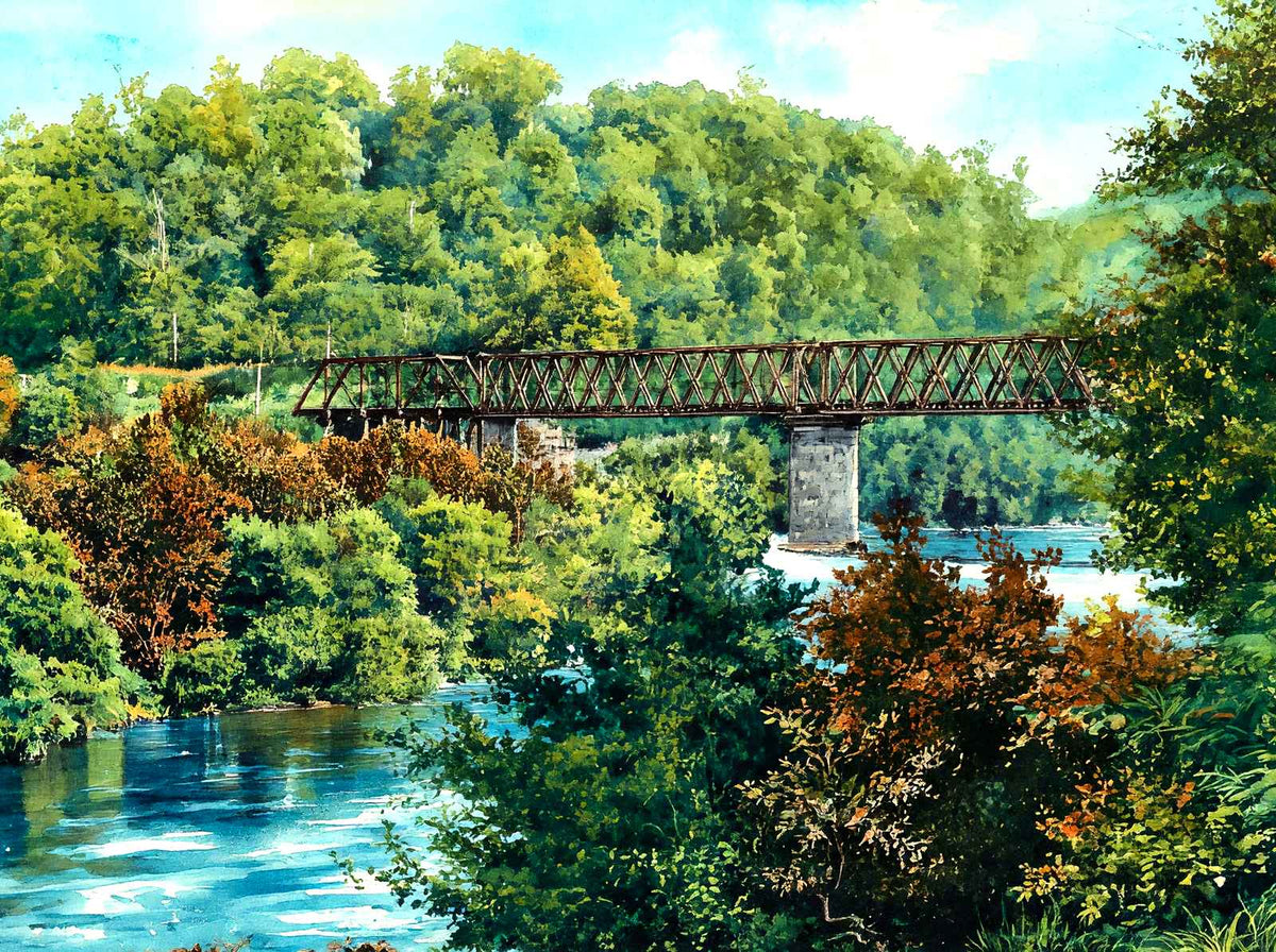 Caney Fork River, Southern Railroad, TN 1908 art print