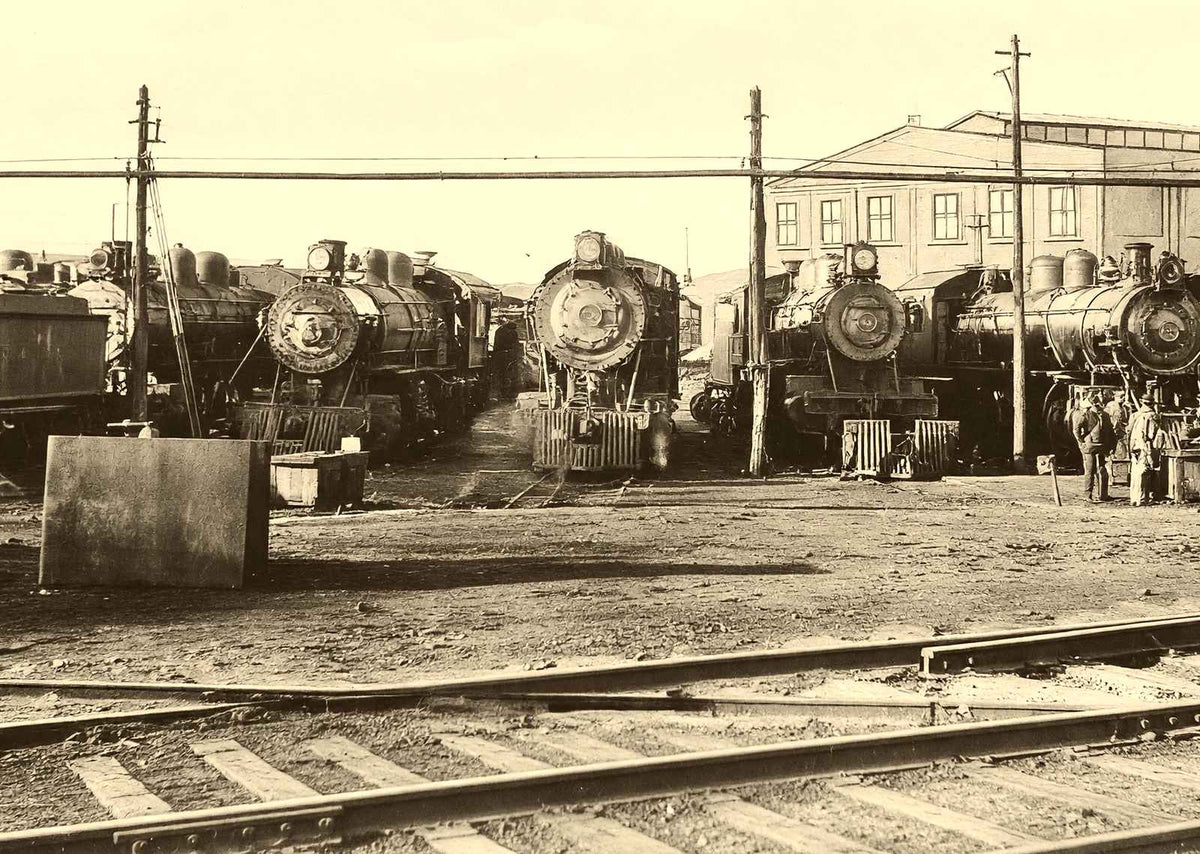 Locomotives in Spencer, NC in 1907 photo print