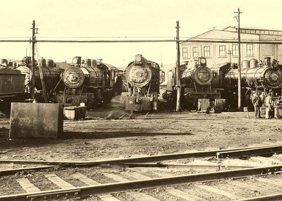 Locomotives in Spencer, NC in 1907 photo print