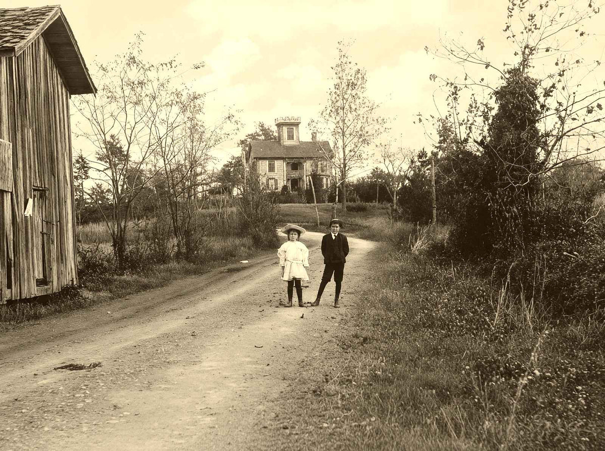 Macadamized Road and Home Near Salisbury, NC vintage print