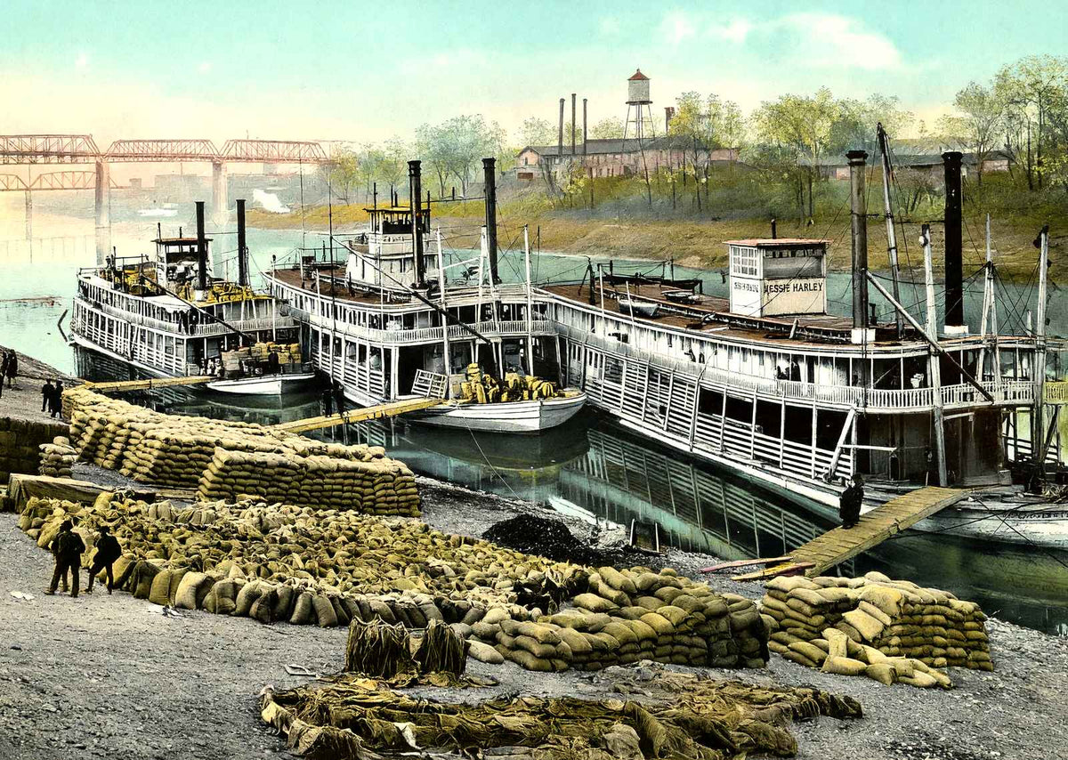 Wharf Scene, Nashville, TN vintage print