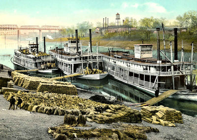 Wharf Scene, Nashville, TN vintage print