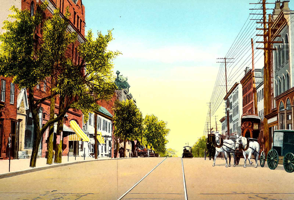 South Main Street, Bethlehem PA in 1912 vintage print