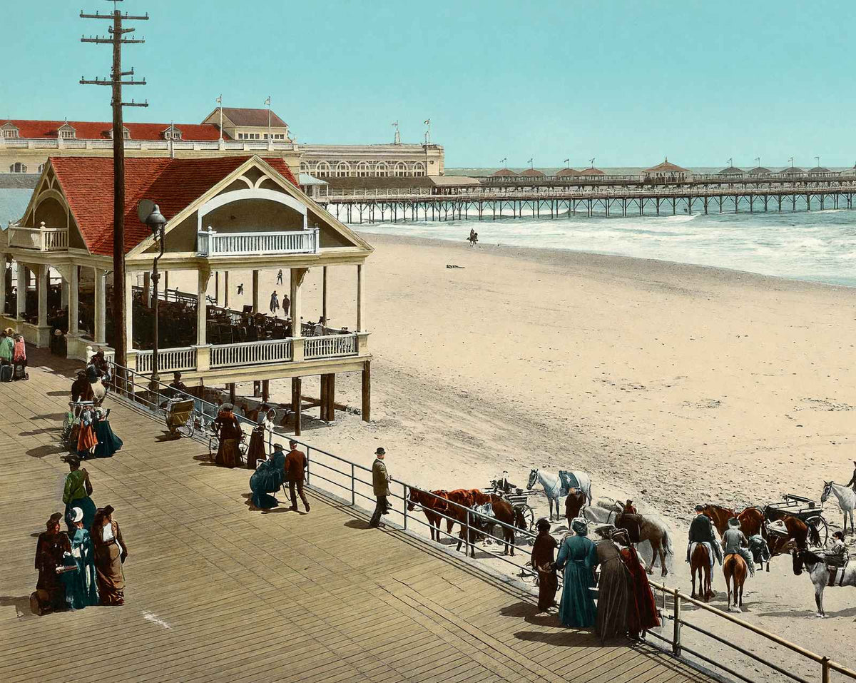 The Beach Atlantic City NJ in 1901 vintage print
