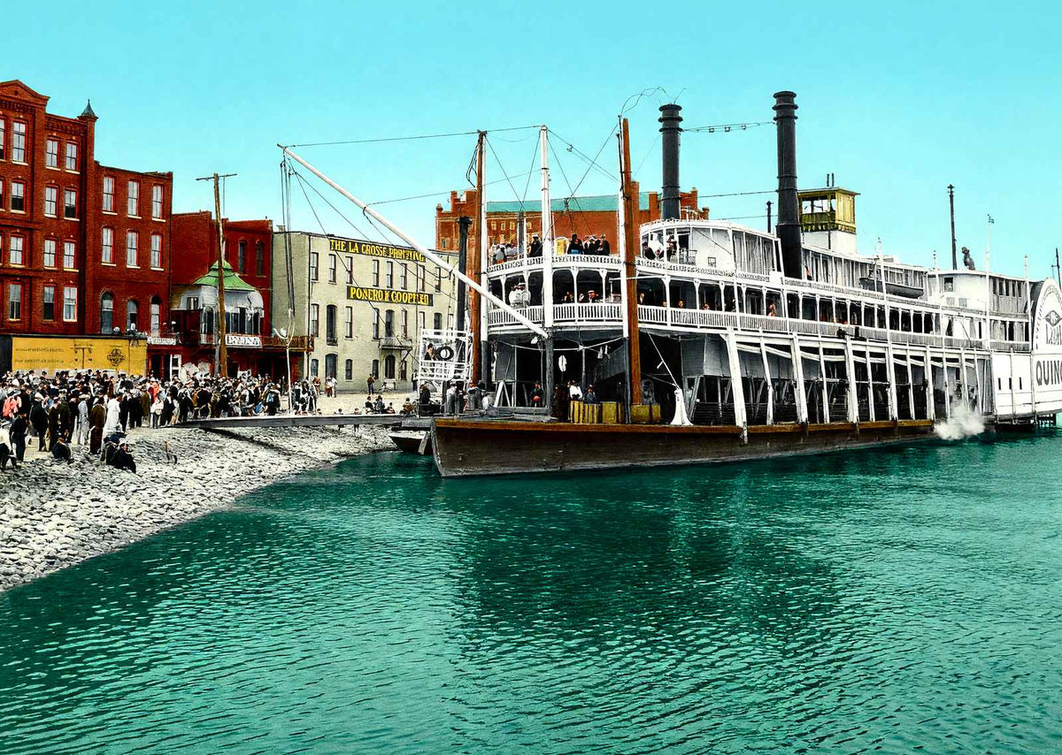 Harbor, LA Crosse, WI in 1906 vintage print