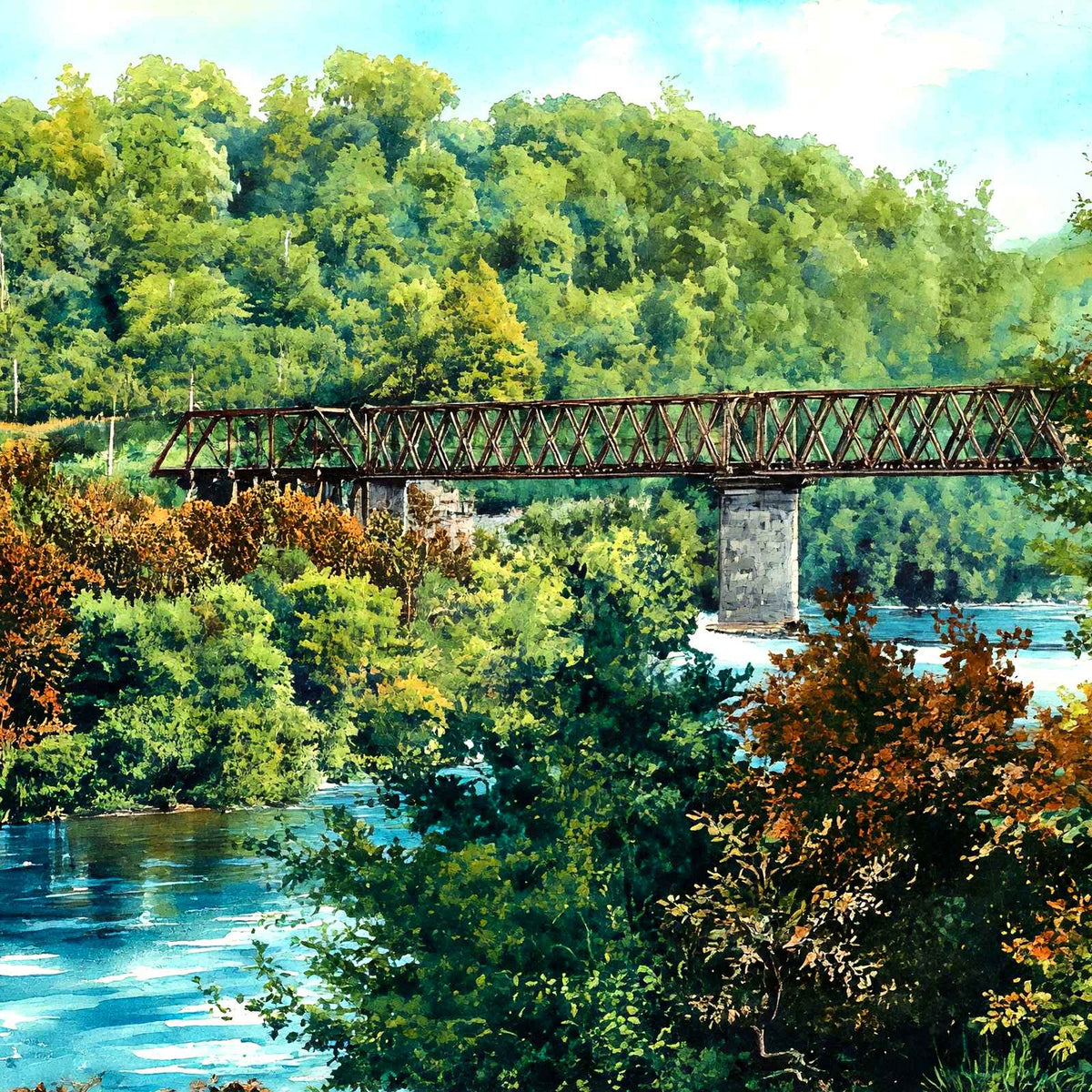 Caney Fork River, Southern Railroad, TN 1908 art print