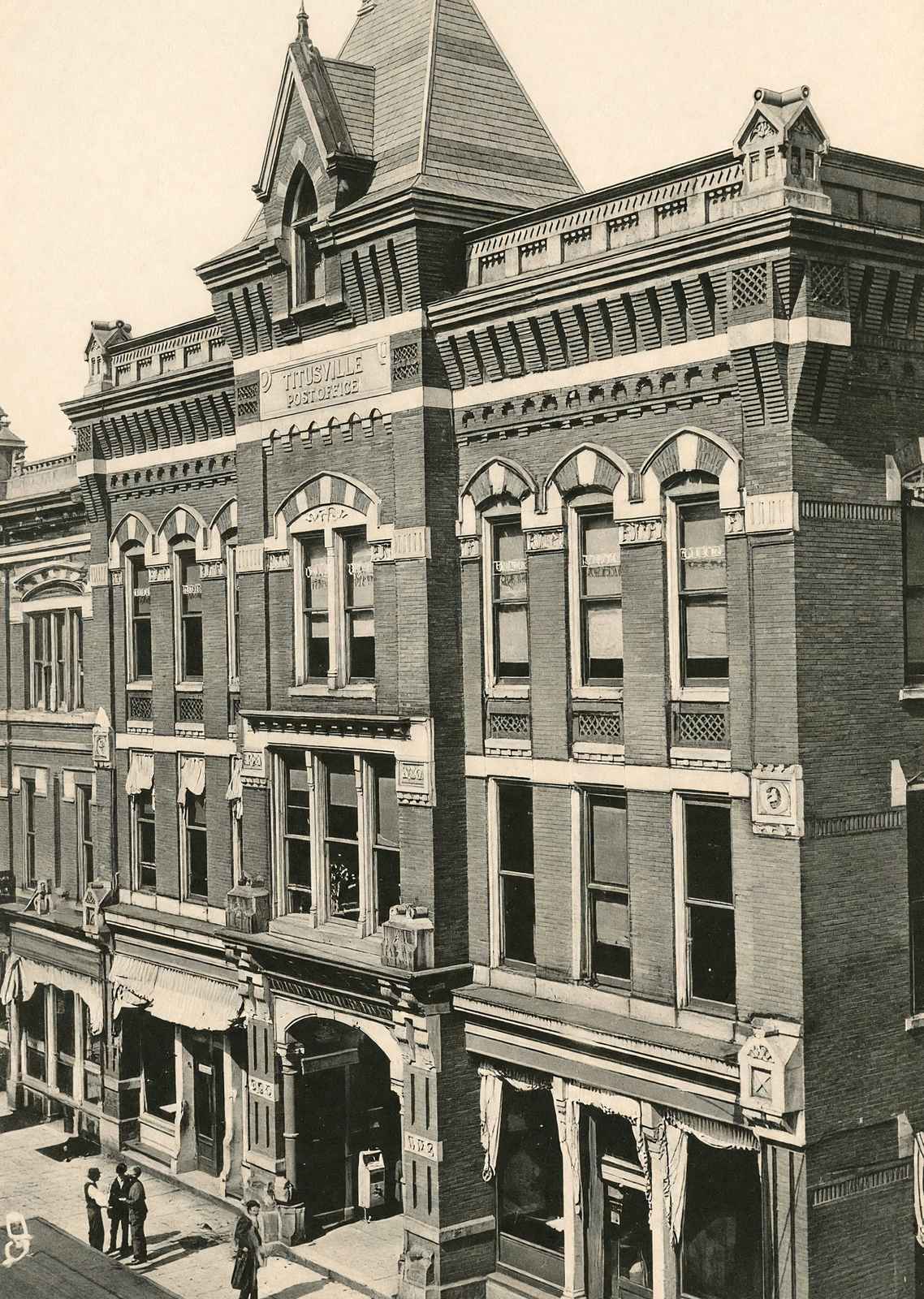 Titusville, PA Post Office in 1905 vintage print