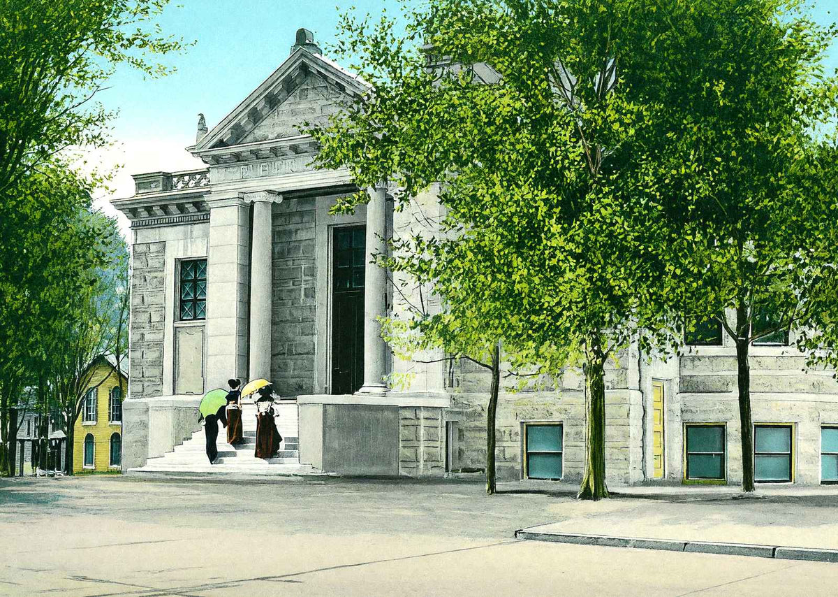 Public Library, Waukesha, WI in 1906 vintage print