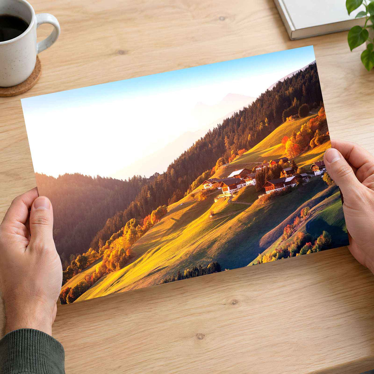 Alpine Mountain Village in Dolomites Alps Photo Print Wall Decor