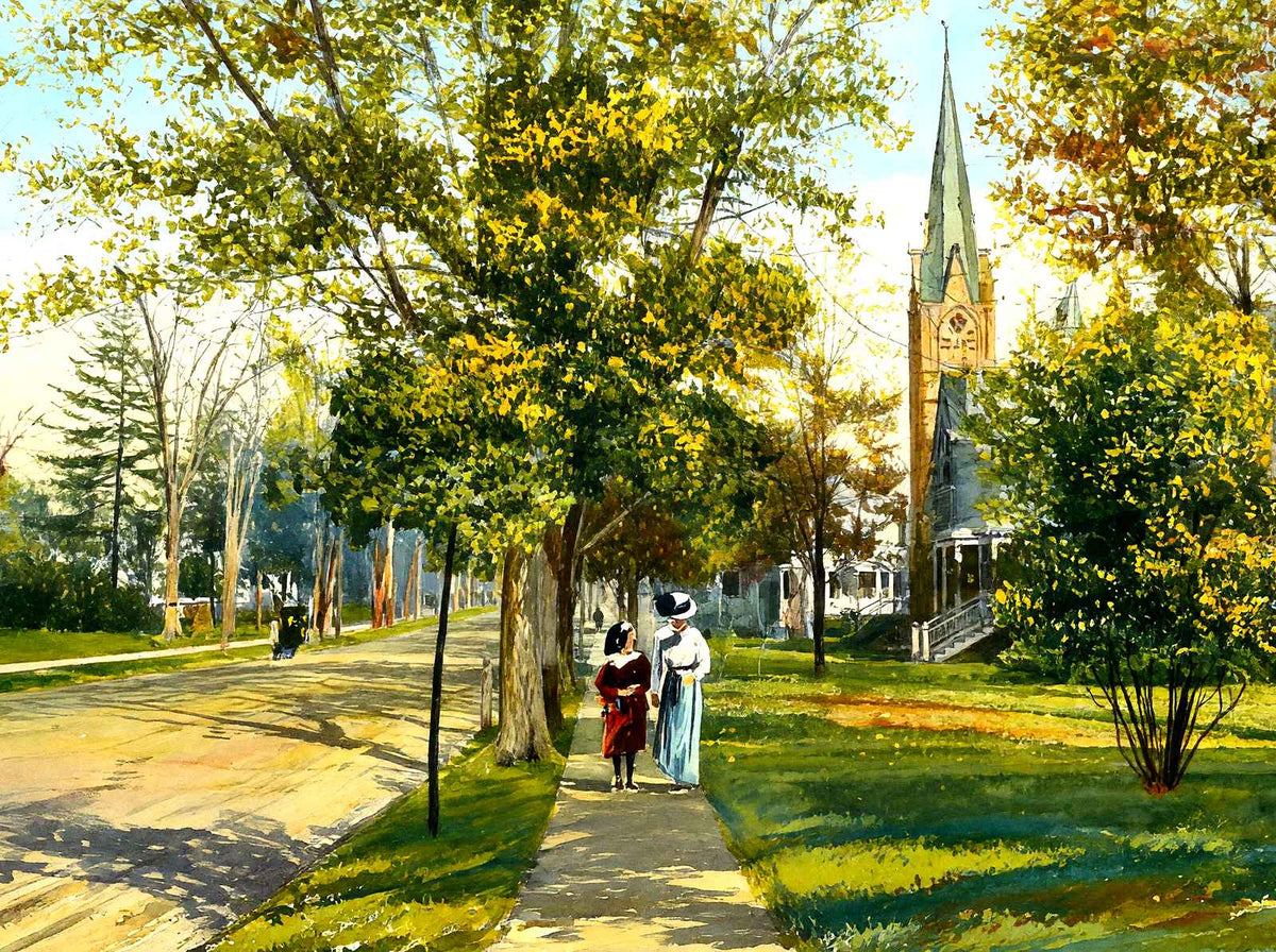 Upper Broad Street, Red Bank, NJ in 1910 art print