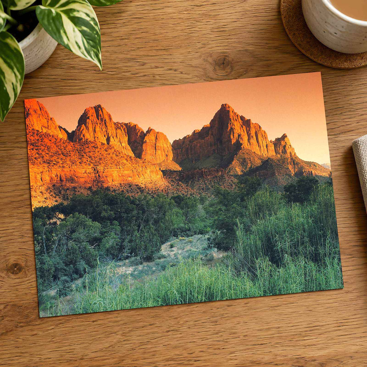 Glowing Sandstone Mountains Photo Print Wall Decor