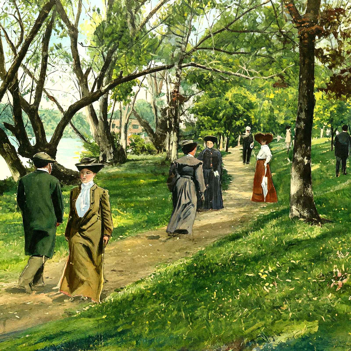 Path by the Lake, Lakewood, NJ in 1905 painting
